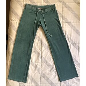 VTG Y2K Juicy Couture Velour Track Pants Teal Green Size Medium USA READ